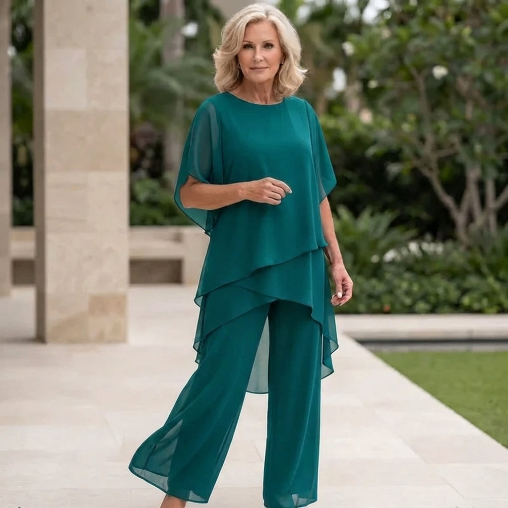 Amelia | Suit with Draped Palazzo Pants