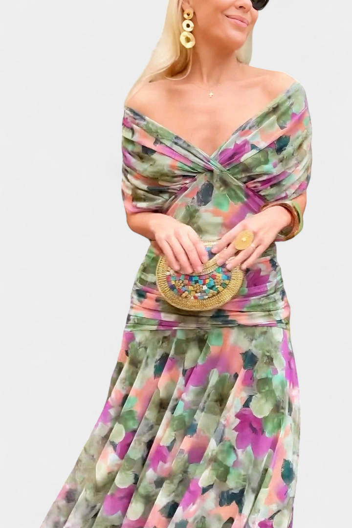 The Florendra | Elegant V-Neck Spring Maxi
