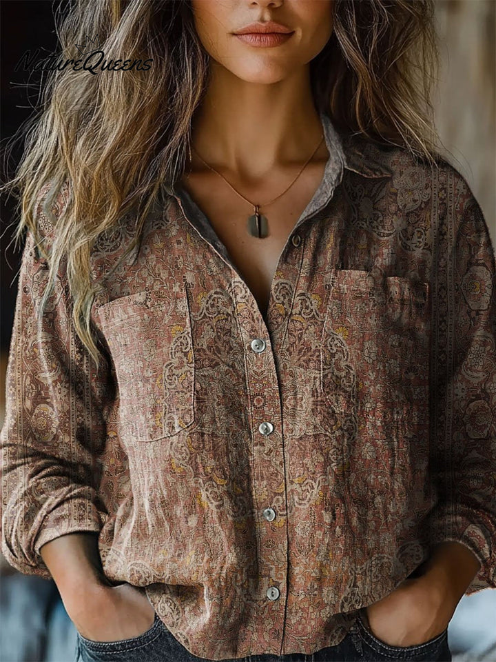 Rachel | Women's Vintage Art Print Casual Long Sleeve Comfortable Cotton Shirt