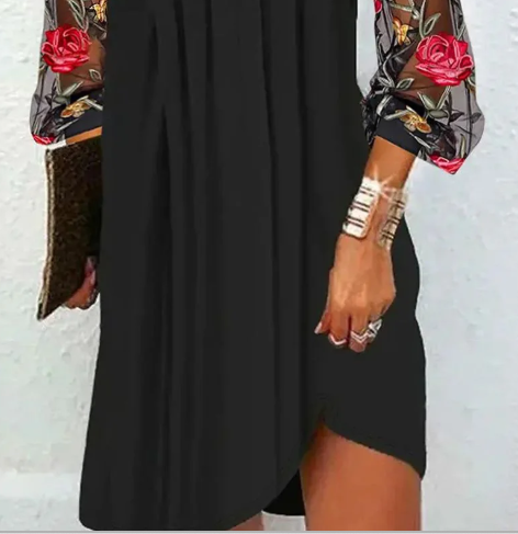 Kimmy | Elegant Dress with V-neck and Sheer Sleeves