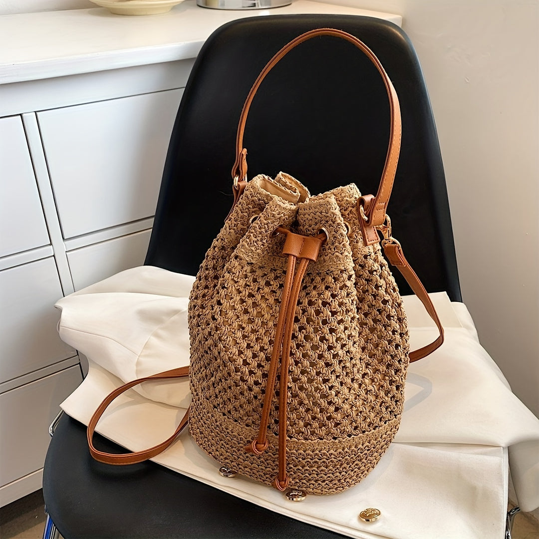 Meadow | Handwoven Straw Bucket Bag