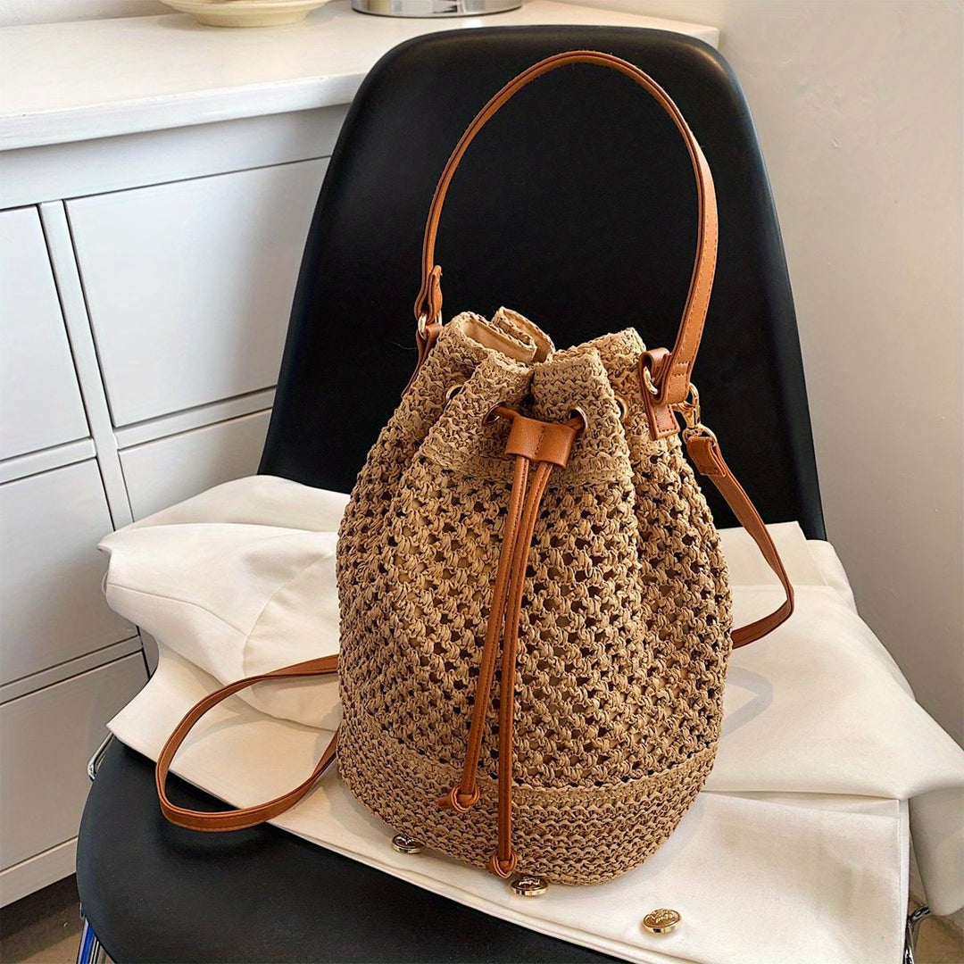 Meadow | Handwoven Straw Bucket Bag
