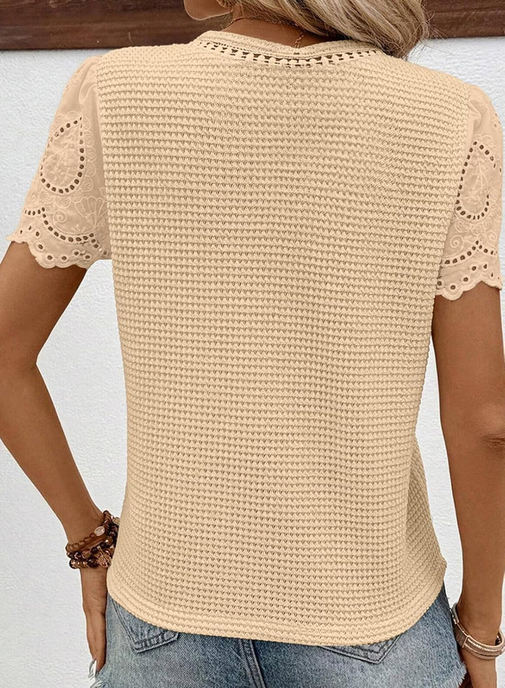 Pippa | Waffle Lotus Leaf Sleeve Top