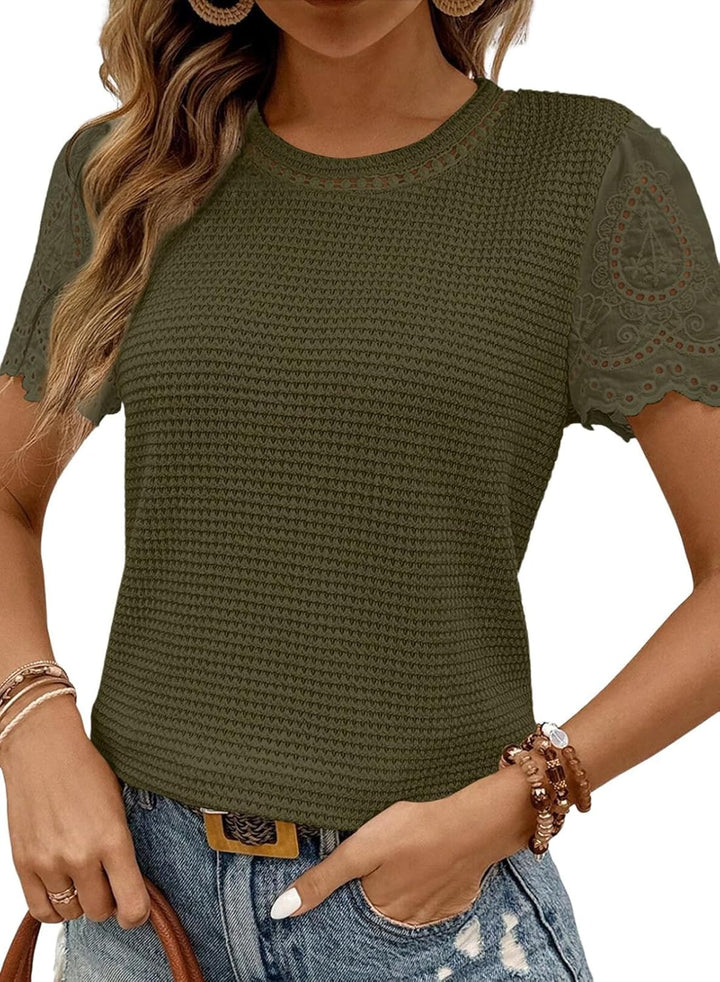 Pippa | Waffle Lotus Leaf Sleeve Top