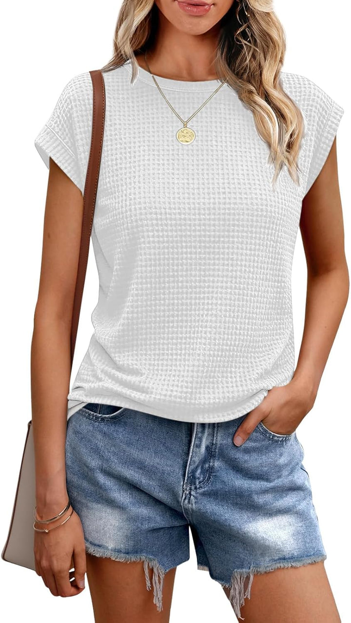 Rosie | Waffle Knit Short Sleeve Blouse