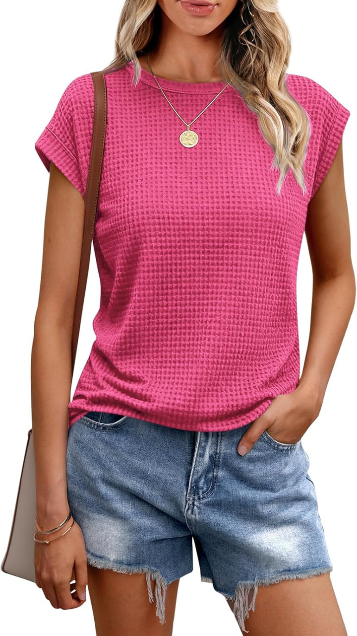 Rosie | Waffle Knit Short Sleeve Blouse