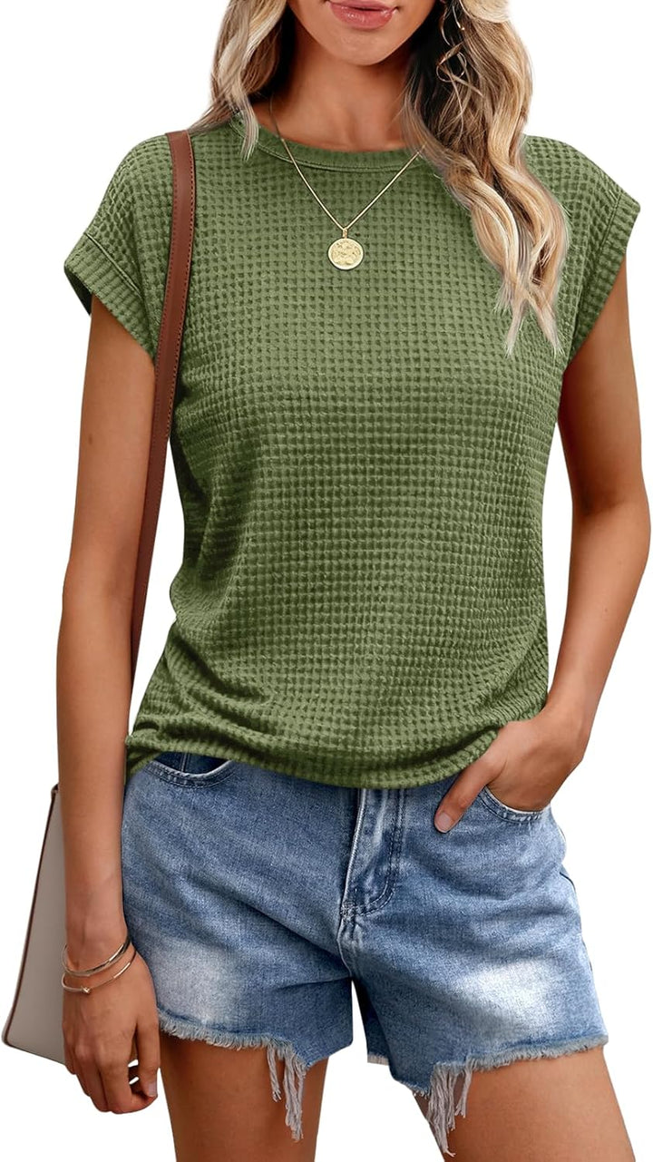 Rosie | Waffle Knit Short Sleeve Blouse