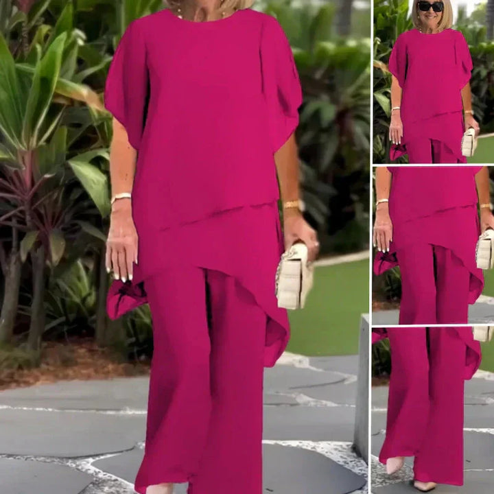 Amelia | Suit with Draped Palazzo Pants