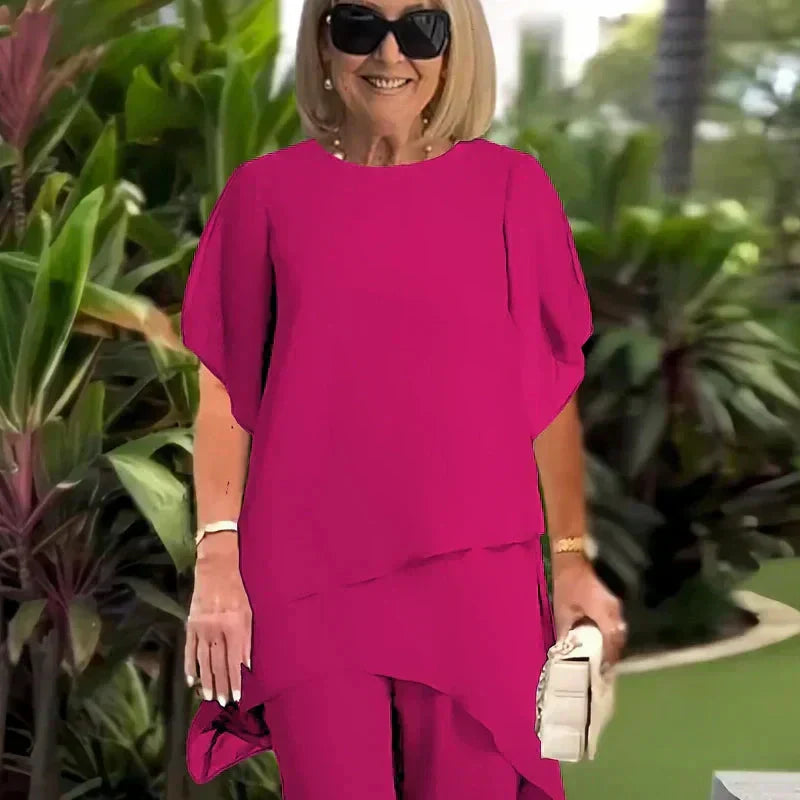 Amelia | Suit with Draped Palazzo Pants