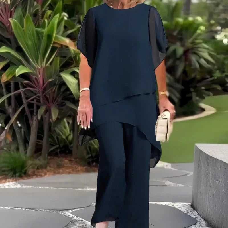 Amelia | Suit with Draped Palazzo Pants