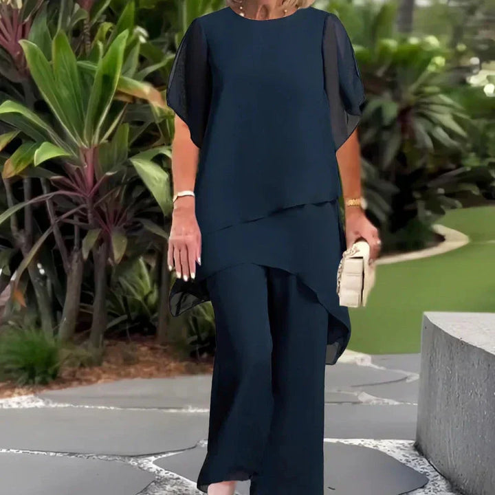 Amelia | Suit with Draped Palazzo Pants
