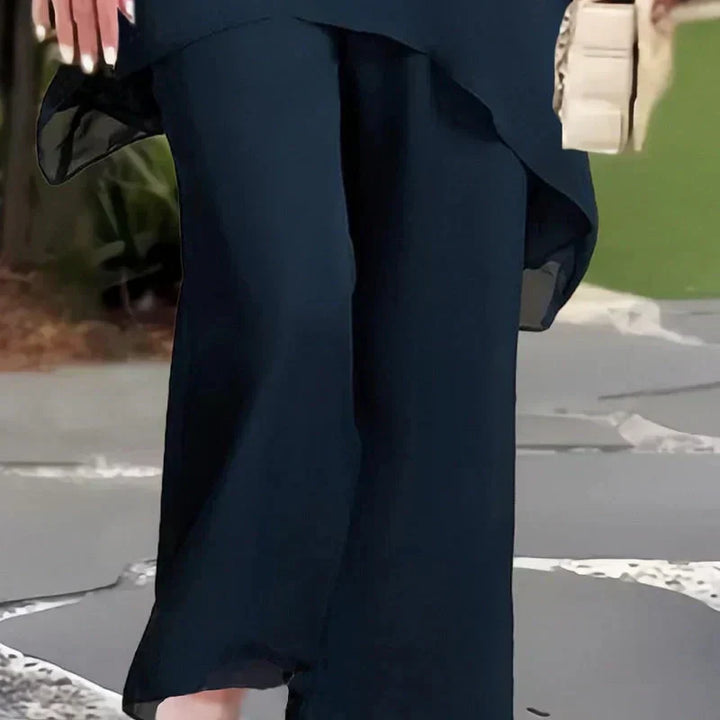 Amelia | Suit with Draped Palazzo Pants
